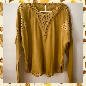 NWT Free People Waffle Knot Thermal Henley